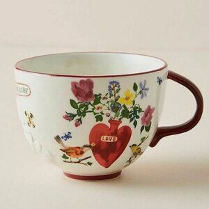 Anthropologie Nathalie Lete Titania Love Mug Cup Floral Red Heart